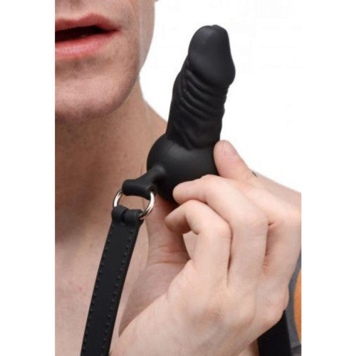 Silicone bondage mouth gag with dildo