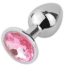 Stainless steel Jewel Butt plug Pink-Large