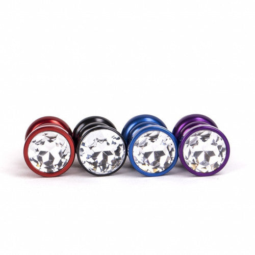 Purple Small spiral Aluminium Anal Plug with crystal white jewel
