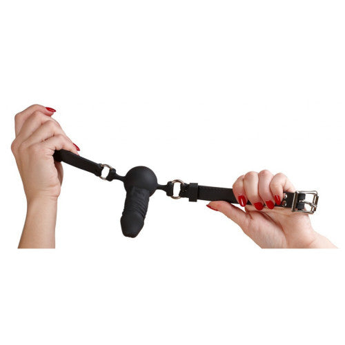 Silicone bondage mouth gag with dildo