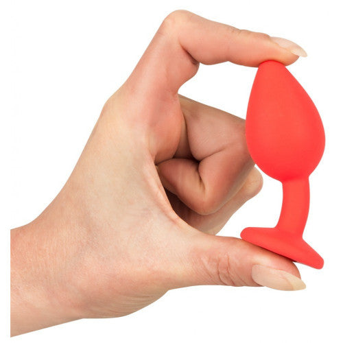 Small Red Silicone butt plug with Red Jewel