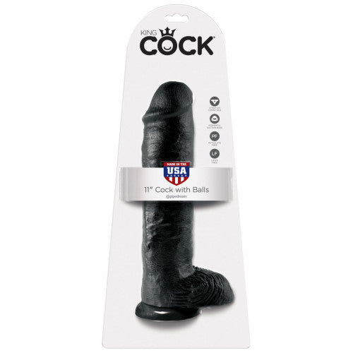 King Cock 11 inch Cock with Balls Black
