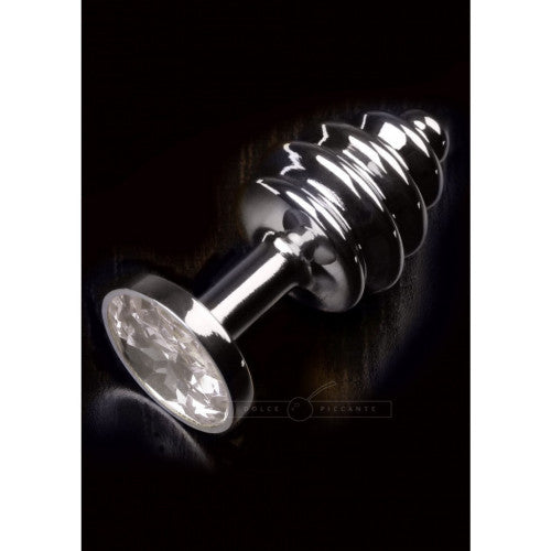 Small size Dolce Piccante Silver Crystal Clear Ribbed Jewelry
