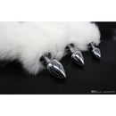 White Fox Tail Metal Butt Plug Small
