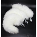 White Fox Tail Metal Butt Plug Small