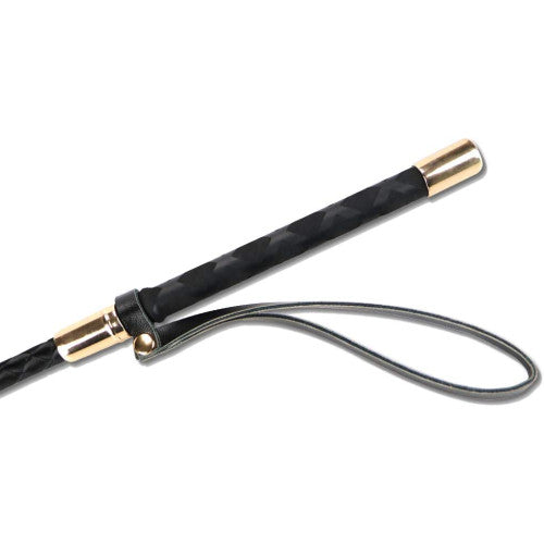 Black BDSM Crop with golden metal endings 45 cm