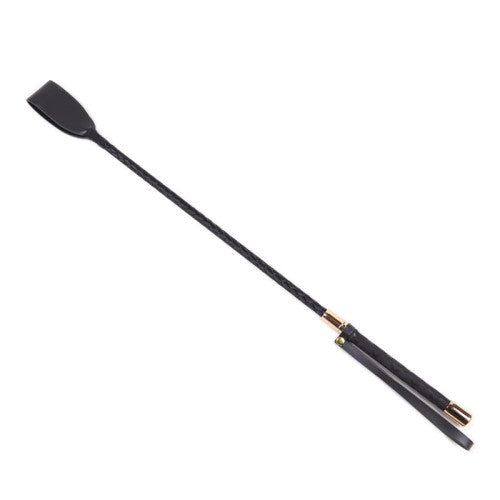 Black BDSM Crop with golden metal endings 45 cm