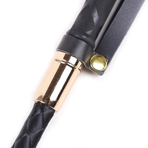 Black BDSM Crop with golden metal endings 45 cm