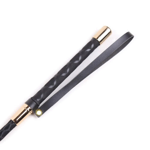 Black BDSM Crop with golden metal endings 45 cm