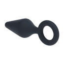 Silicone Anal Plug with Loop - S - Black