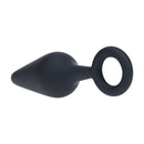 Silicone Anal Plug with Loop - M - Black