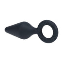 Silicone Anal Plug with Loop - L - Black