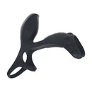 Vibrating Silicone Cock and Ball Ring with Shaft Loop - Black
