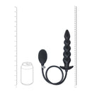 Beaded Inflatable Silicone Anal Plug - Black