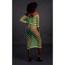 Long Sleeve Crop Top and Long Skirt - One Size - Neon Green
