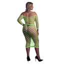 Long Sleeve Crop Top and Long Skirt - Plus Size - Neon Green