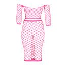 Long Sleeve Crop Top and Long Skirt - Plus Size - Neon Pink