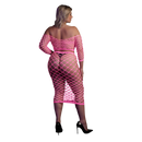 Long Sleeve Crop Top and Long Skirt - Plus Size - Neon Pink