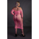 Long Sleeve Crop Top and Long Skirt - Plus Size - Neon Pink