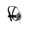 Open Mouth Gag Head Harness with Plug Stopper - Black