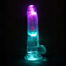 LED Vibrating Straight Cock with Balls - 6 / 15 cm - Transparent