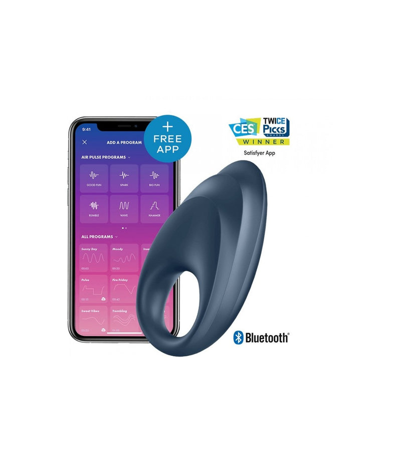 SATISFYER VIBRATING RING APP POWERFUL ONE BLUE