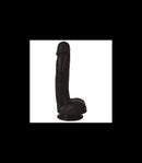 THIN DILDO WITH THINZ TESTICLES BLACK 17'80 CM