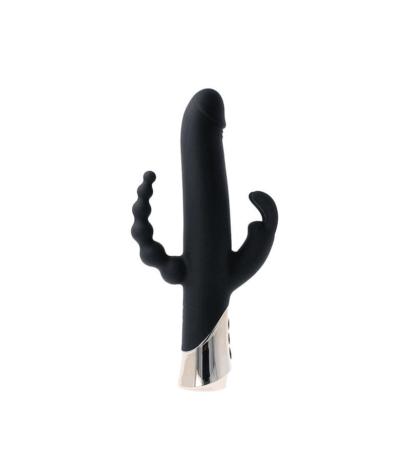 HARLEQUIN RECHARGEABLE RABBIT VIBRATOR WITH GYRATING DILDO SHAPE