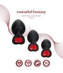 SET PLUG X3 E14 SILICONE BLACK-RUBY HEART