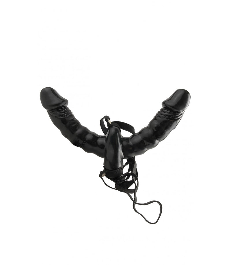 VIBRATING DOUBLE DELIGHT STRAP-ON BLACK