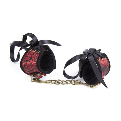 Black Red Floral Wrist Cuffs