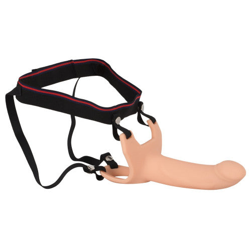 Silicone Hollow Unisex Strap-On Dildo Flesh 19cm