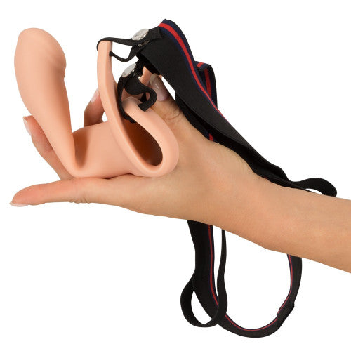Silicone Hollow Unisex Strap-On Dildo Flesh 19cm
