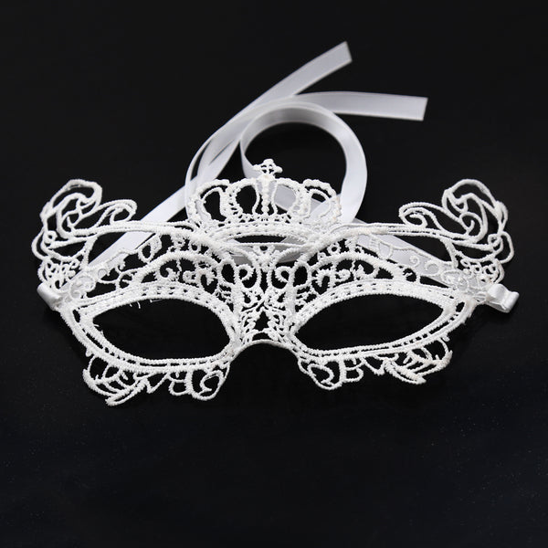 White Embroidered Eye Mask
