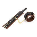 Leather Padded Ankle Cuffs with Golden Chain