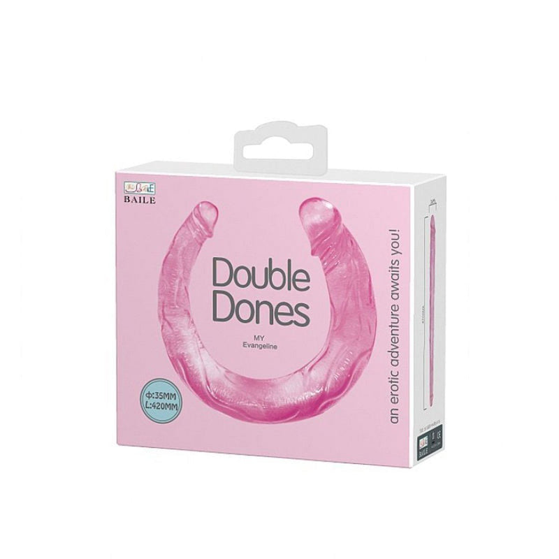 Double Dong Bendable Jelly Soft Pink Dildo 42 CM
