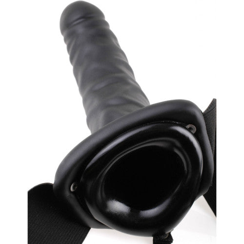 Fetish Fantasy Vibrating Hollow Strap-on 8 Inch Black