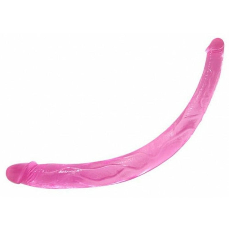 Double Dong Bendable Jelly Soft Pink Dildo 42 CM