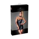 Noir Strapless Wetlook Minidress with Embroidery