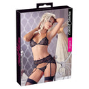 Black Lace Bra Set With Garter Belt