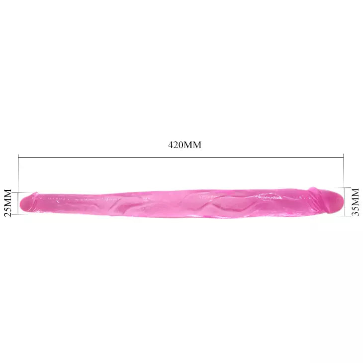 Double Dong Bendable Jelly Soft Pink Dildo 42 CM